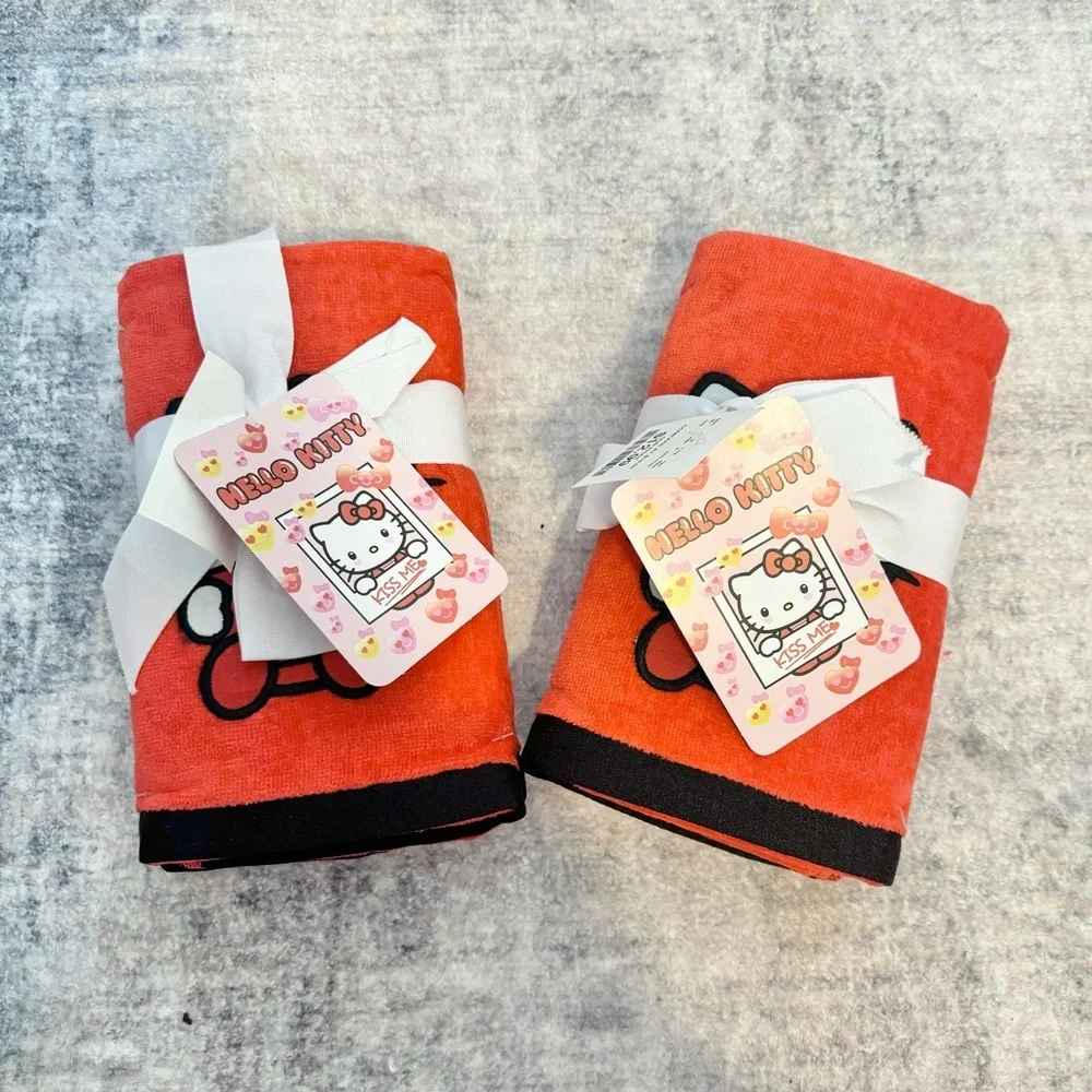 NWT Viral Hello Kitty Valentines Day embroidered towels